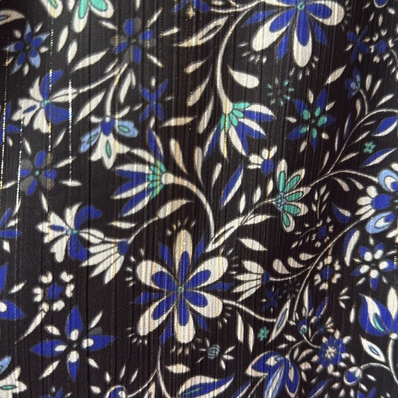 LOFT Black Floral Semi Sheer Long Sleeve - Picture 3 of 5